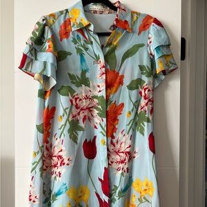 Alice + Olivia Multicolor Floral Dress with Ruffle Sleeves